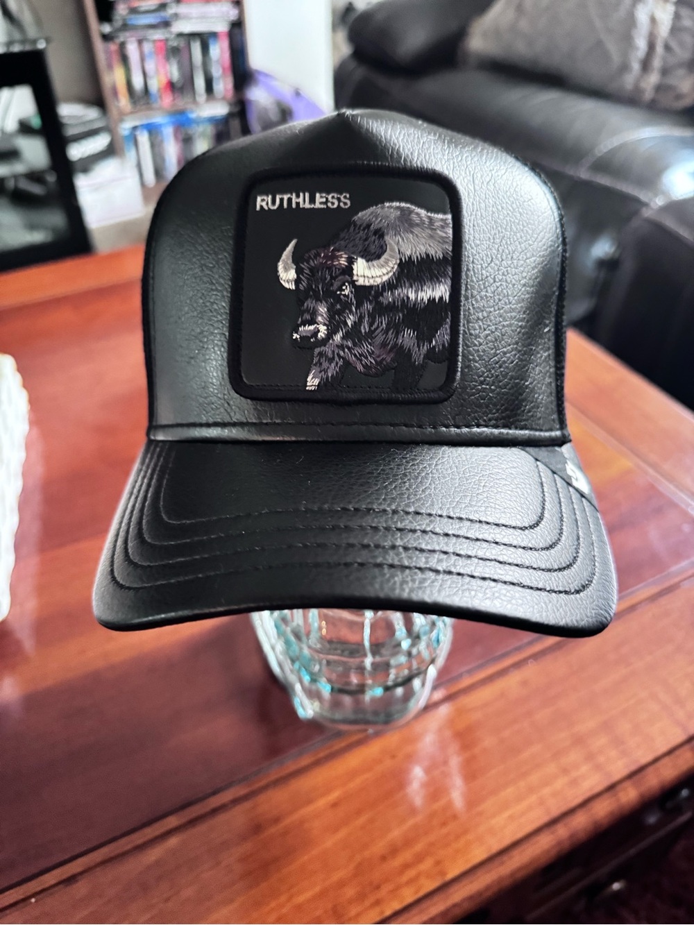 Goorin Bros. "RUTHLESS" Faux Leather Buffalo Trucker Hat. Mesh SnapBack NWT